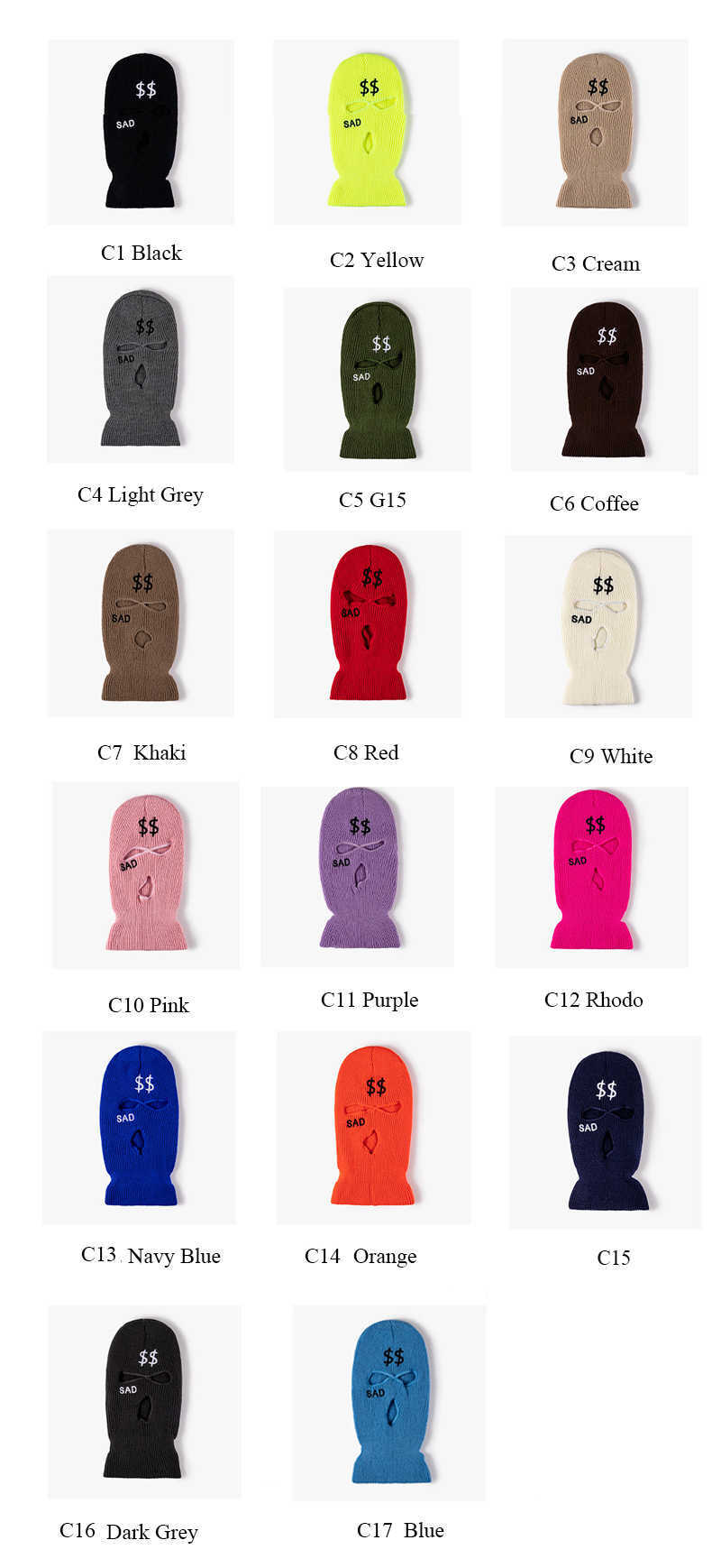 Beanie / Skull Caps Winter Full Face Cover Balaclava Cappello lavorato a maglia 3 fori Scaldacollo da sci Maglia calda Sport all'aria aperta Ricamo incrociato Beanie Maschere da sci T221020