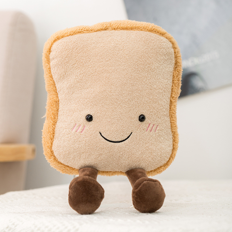 Soft Cartoon Figure Pretzel Crossant Toast Bread Doll Plush Food Toy Stuffed Baguette Poach Egg Decor Doll For Girl Kid Birthday D40