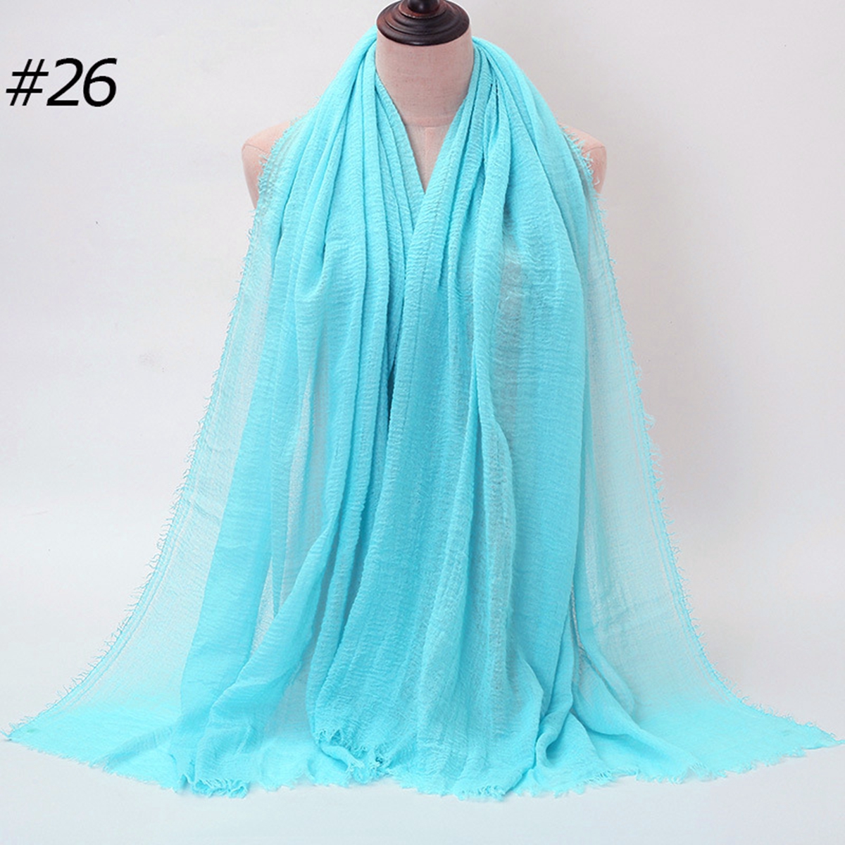 5st mode Ny veckad monokrom bomullsfast halsduk kvinnors sjal