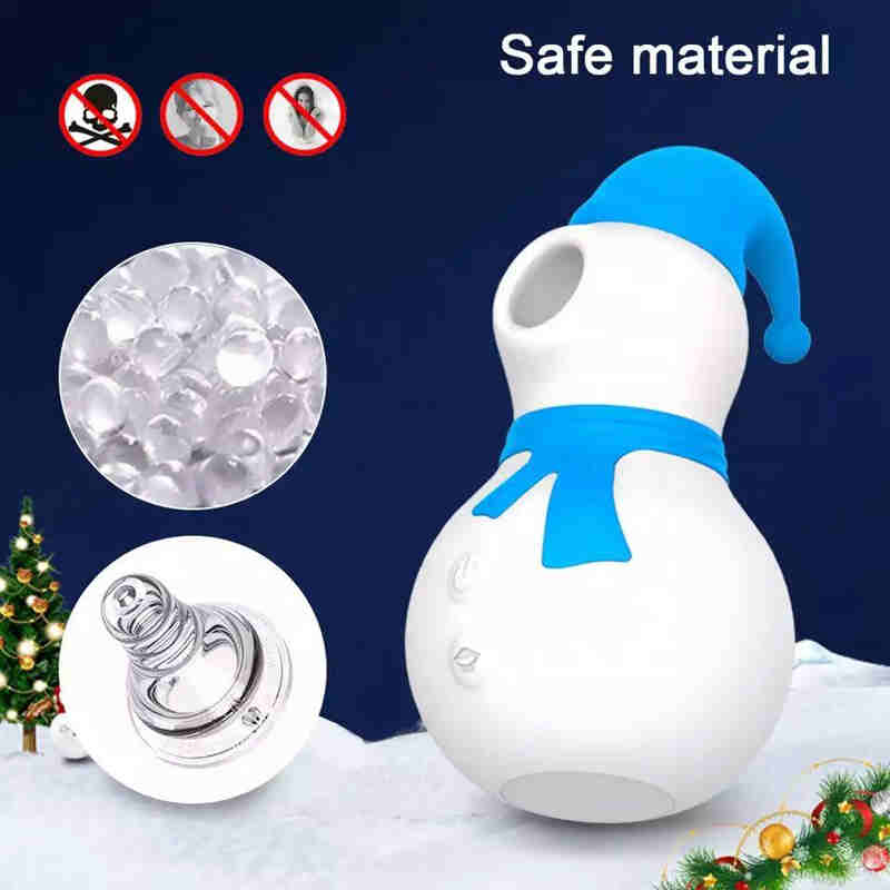 Pupazzo di neve natalizio femminile Vibratore 10 Frequenza Vibratore succhiare il clitoride Adulti Muto Ricarica magnetica USB Masturbarsi Massaggio