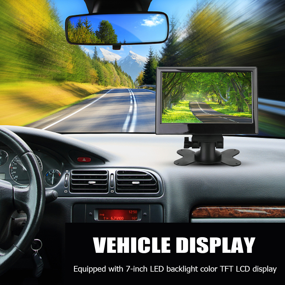 7 Inch for Car Video Monitor TFT LCD Digital 800x480 Screen 2 Way Video Input or Wireless Reverse Rear View Camera Parking