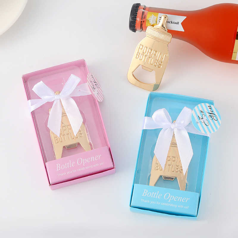 20st Pink Baby Feater Bottle Opener Baby Shower Party Gifts 1th Birthday Party Gynnar Evenemang Keepakes Jubileumsavtal