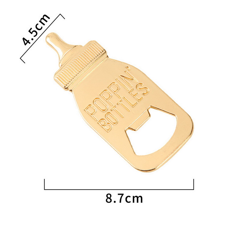 Wholesales Amazon Selling Baby Shower Favors Creative Gold Baby Feeding-bottle Bottle Opener in Cute Gift Box Newborn Baptism Party Presents