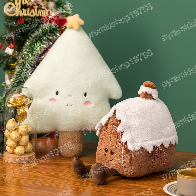 30-45 cm Noël Pain D'épice En Peluche Jouets En Peluche Chocolat Cookie Maison Forme Décor Coussin Xmas Tree Party Plushie Poupée