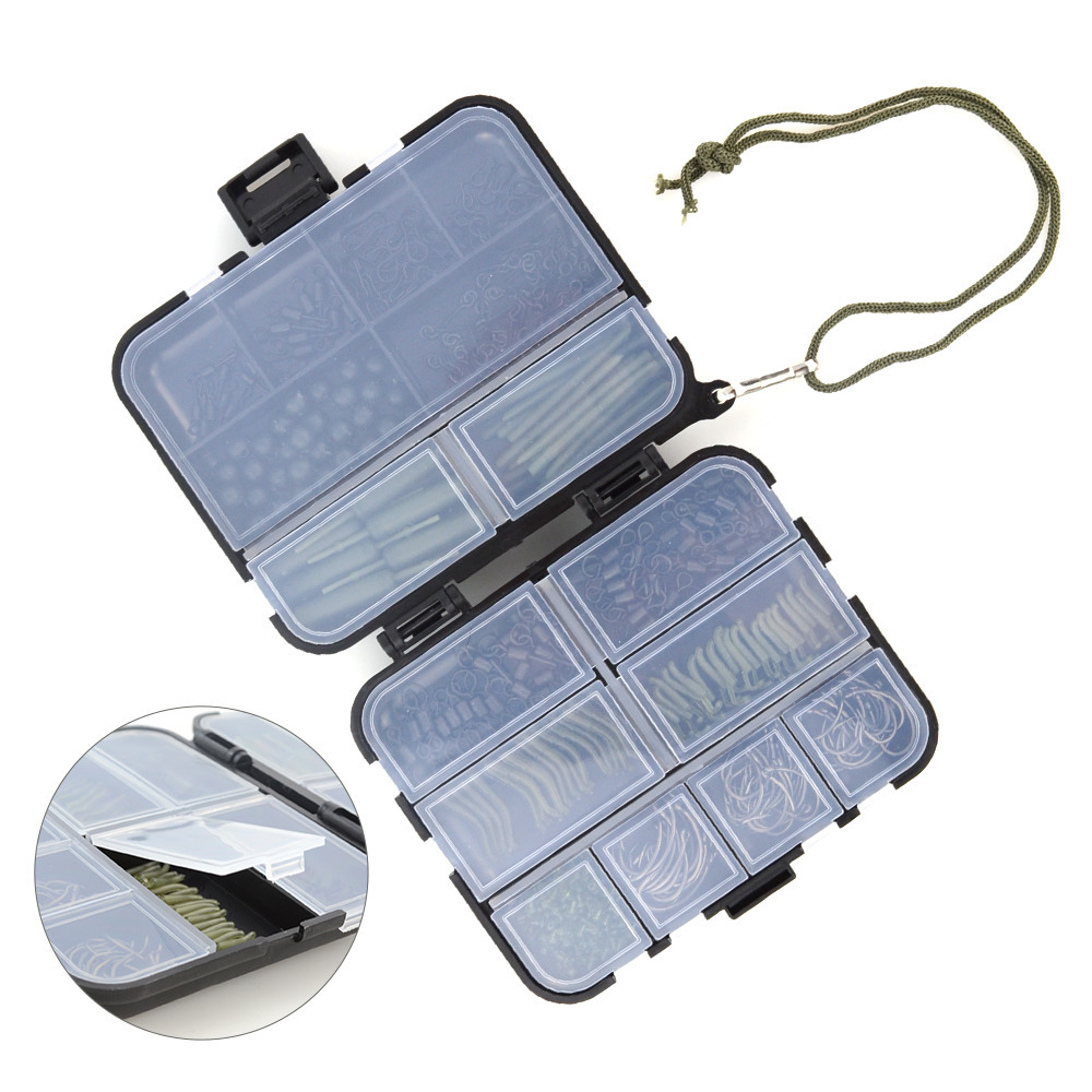 Fishing Accessories 420x Carp Tackle Kit in Box Swivels Snaps Rubber Anti Tangle Sleeves Hook Stop Beads XP-800 221025