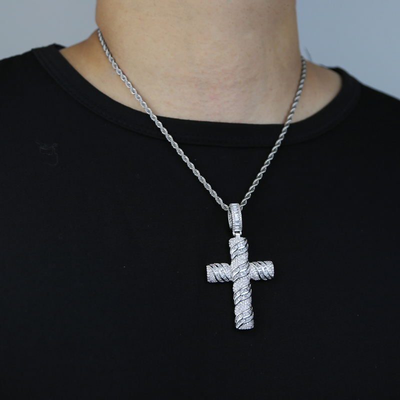 New styles silver cross pendant necklace with cz paved hip hop necklaces jewery with rope chain tennis chains for women men punk s270P