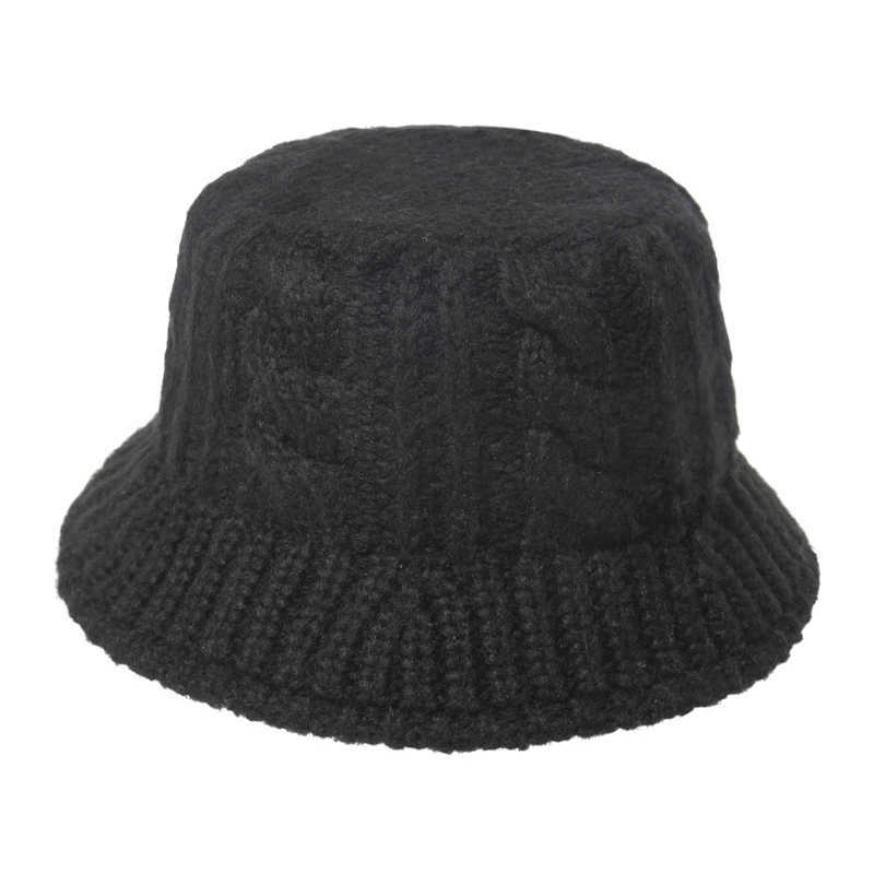 قبعة قبعة/قبعات جمجمة الثعلب الجديد أزياء أسود أبيض سلب شتاء جديلة دلو حبك القبعات الشتاء الدافئ للنساء غوروس أغطية الصيد T221020