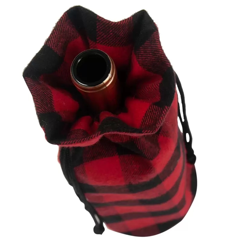 New Christmas Plaid Wine Bottle Bags Coulisse Red Plaid Wine Bottles Cover Gift Bag Decoration