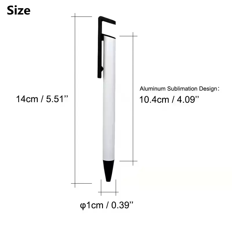 US Magazyn Sublimacja Pen z pustym przeniesieniem ciepła długopis z kurczącym się owijaniem białym aluminium spersonalizowany klip pióro