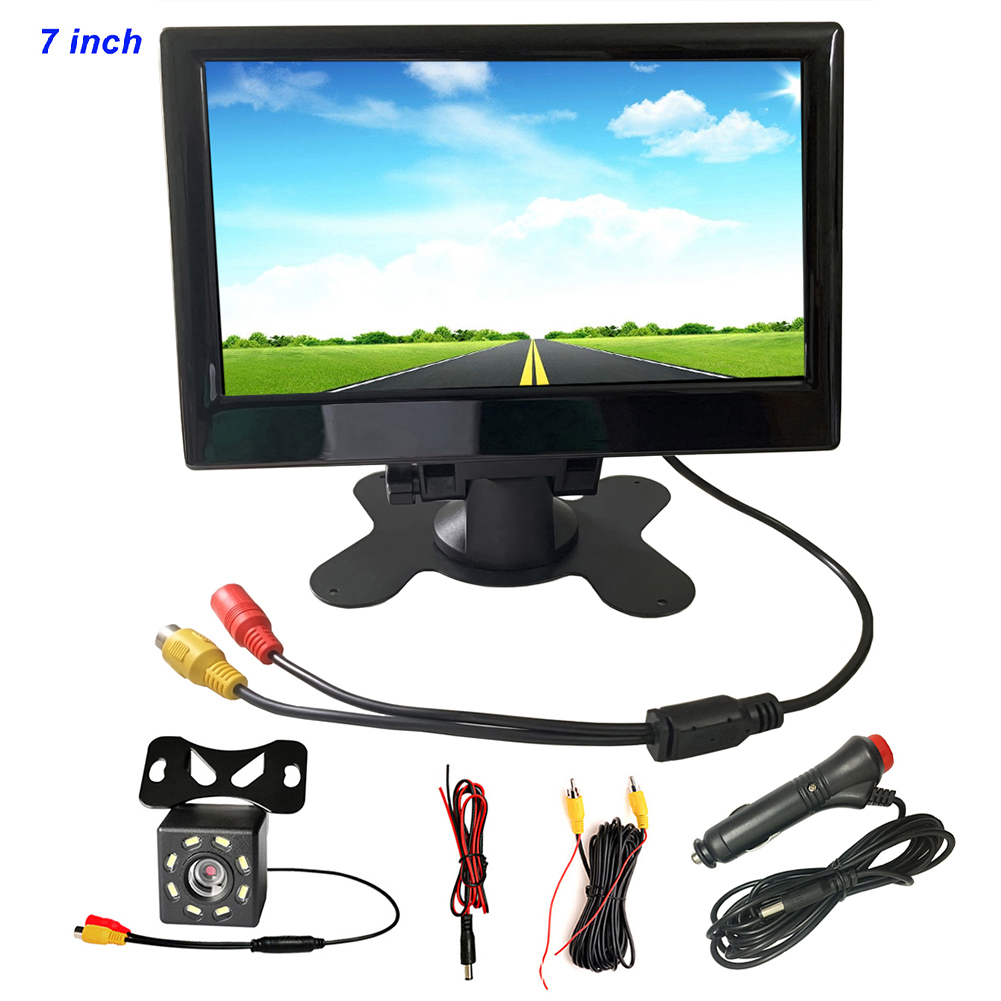 7 Inch for Car Video Monitor TFT LCD Digital 800x480 Screen 2 Way Video Input or Wireless Reverse Rear View Camera Parking