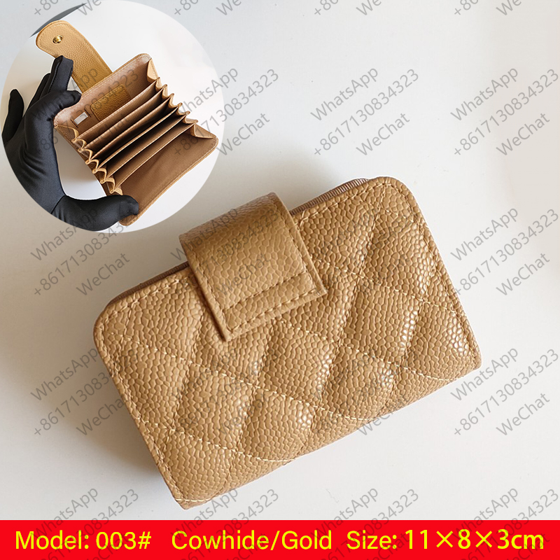 Luxury Designer Card Holder Women Genuine Leather Bag Large Capacity Cowhide Credit Card Business Wallet Ladies Coin Purse Short Key Case Classic Caviar