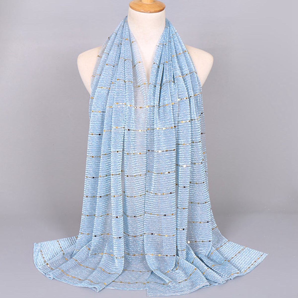 5st Fashion Sequins Thin Breattable Scarf Women's Striped Shawl