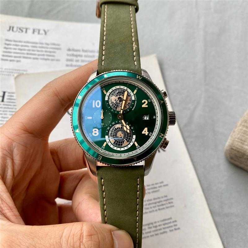 selling Mens Quartz Full Feature Luxury Watch 43 mm Dial with a belt that rotates the Earth Watches for Men Wristwatches montr269Z