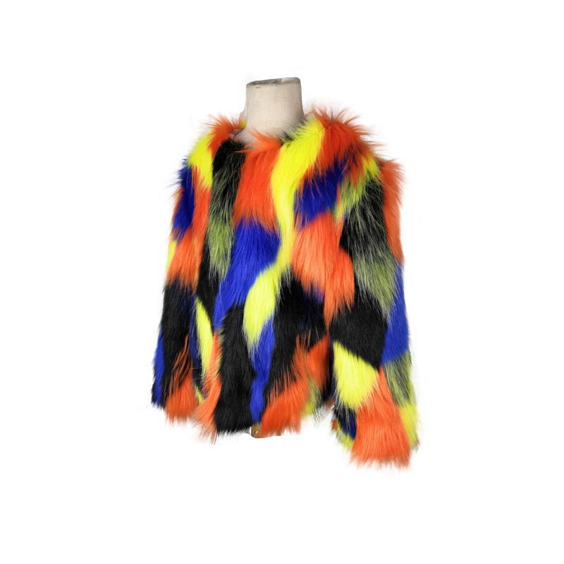 2022 Colorful Jacquard fur coat for girl / Mommy and me winter outfits