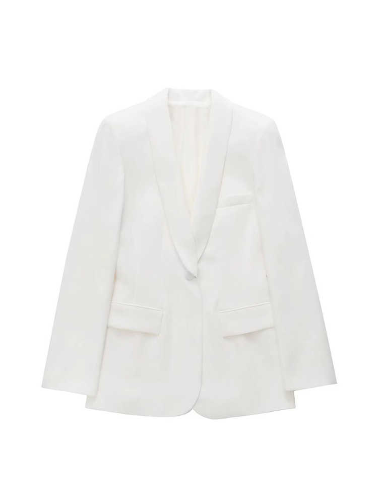 Damenanzüge Blazer KUMSVAG 2022 Sommer Frauen Casual Weiße Blazer Mäntel Lose Langarm Kerb Weibliche Elegante Street Fashion Blazer Oberbekleidung T221027