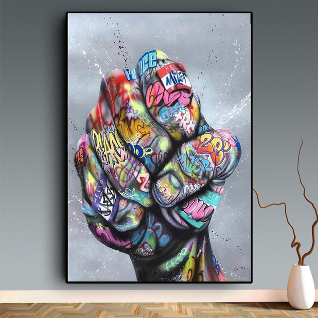 Classic Figure Painting Street Graffiti Art Lover Kissing Canvas Painting Posters and Prints Abstract Hand Wall Arts Picture for L4972570