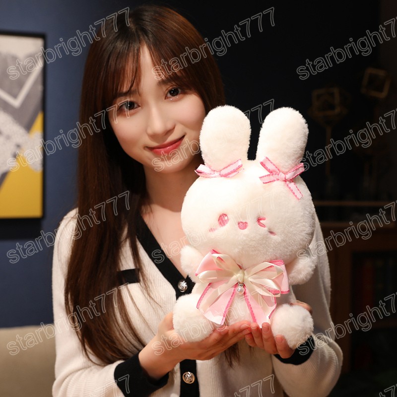 30cm kawaii 플러시 토끼 인형 옷을 입은 활 리본 토끼 펠루치 장난감 박제 부드러운 동물 베개 여자 친구 선물