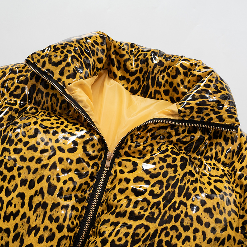Женские куртки зимнее зеркало леопардовое принт Pu