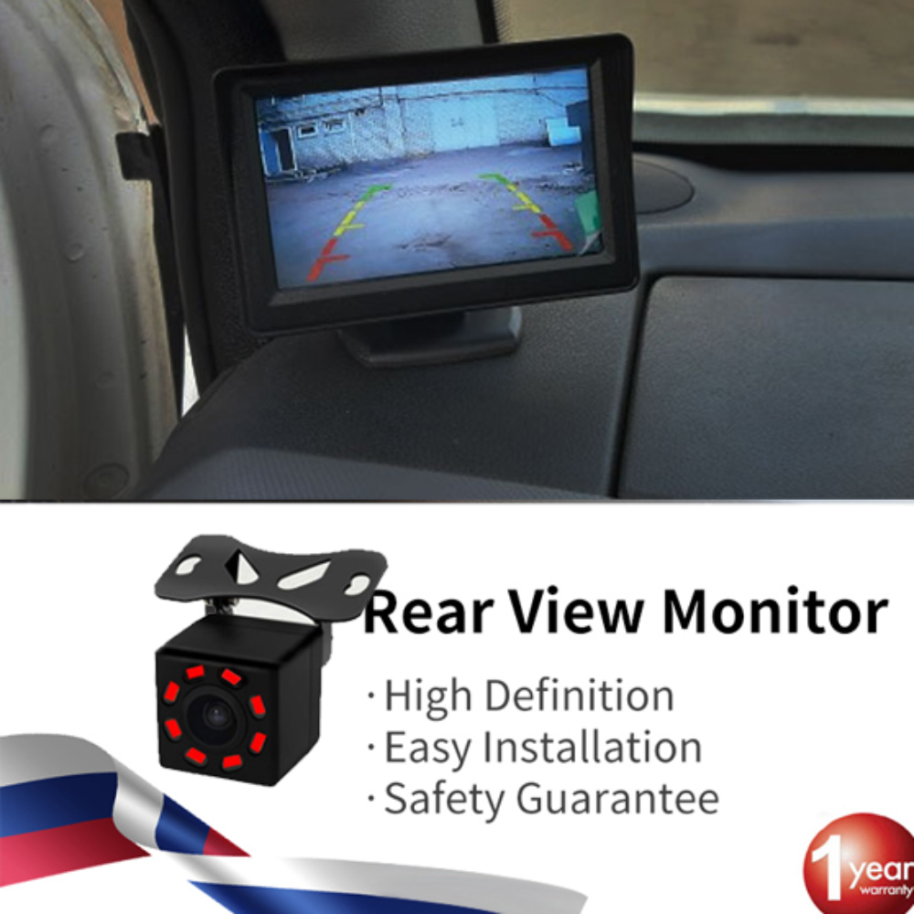 Auto-Monitor, 4,3-Zoll-Bildschirm für Rückfahrkamera, TFT-LCD-Display, HD-Digital-Farbe, 4,3 Zoll PAL/NTSC