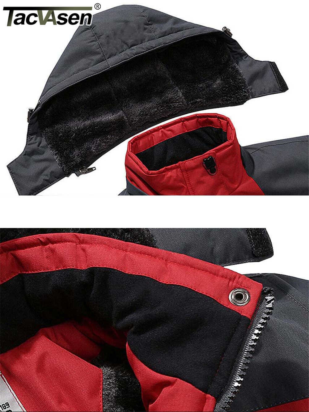 jacketTACVASEN Doublure Polaire Vestes De Montagne Vestes De Randonnée Pour Hommes Manteaux À Capuche Amovibles En Plein Air Ski Snowboard Parka Vêtements D'hiver