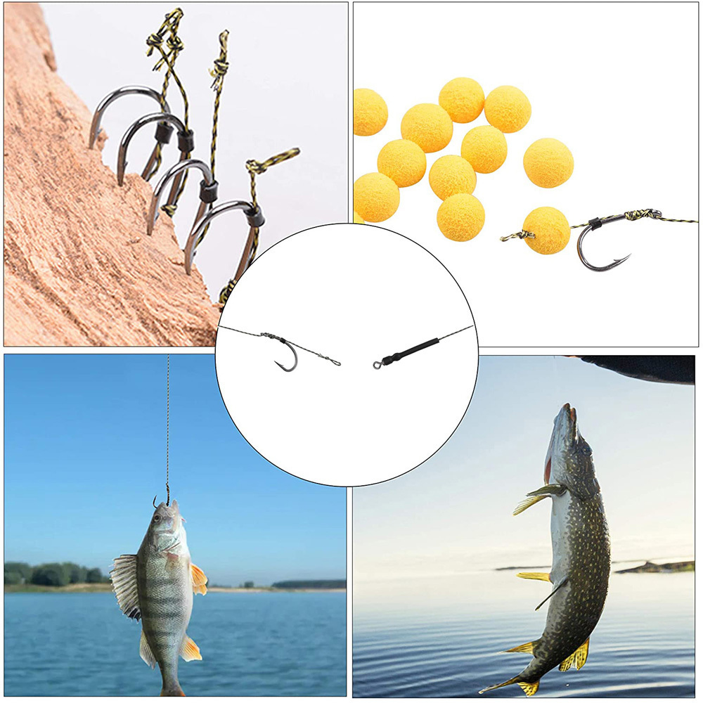 Balıkçılık Kancaları Hazır Sazan Teçhizatlar Dikenli Hook Bağlantı Örgülü Hat İle Besleme Besleyici Lideri Takımı 2210268400919