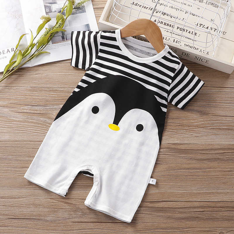 Andere Slipjes Zomer 3-24 Maanden Baby Jongens Meisjes Romper Baby Jumpsuit Cartoon Korte mouwen Klimmen Pyjama Katoen Peuter Kleding W221027