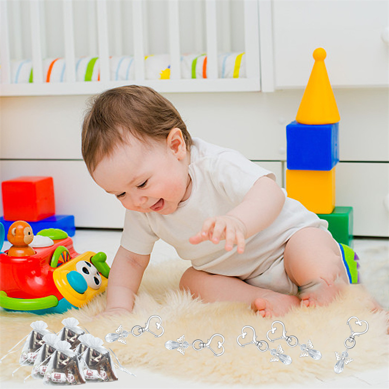 Alla hjärtans dag gåva bröllopsfest hängen kristall ängelvingar nyckelring baby nattvards dop ornament