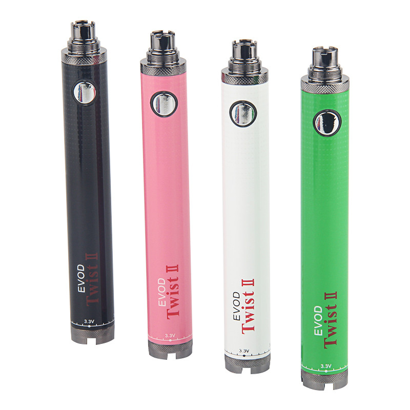 1600mah Evod Twist 2 Ego C Twist II Vision Spinner vape 펜 배터리 가변 전압 조정 가능한 모드는 510 스레드 클리어 이저 시작 키트