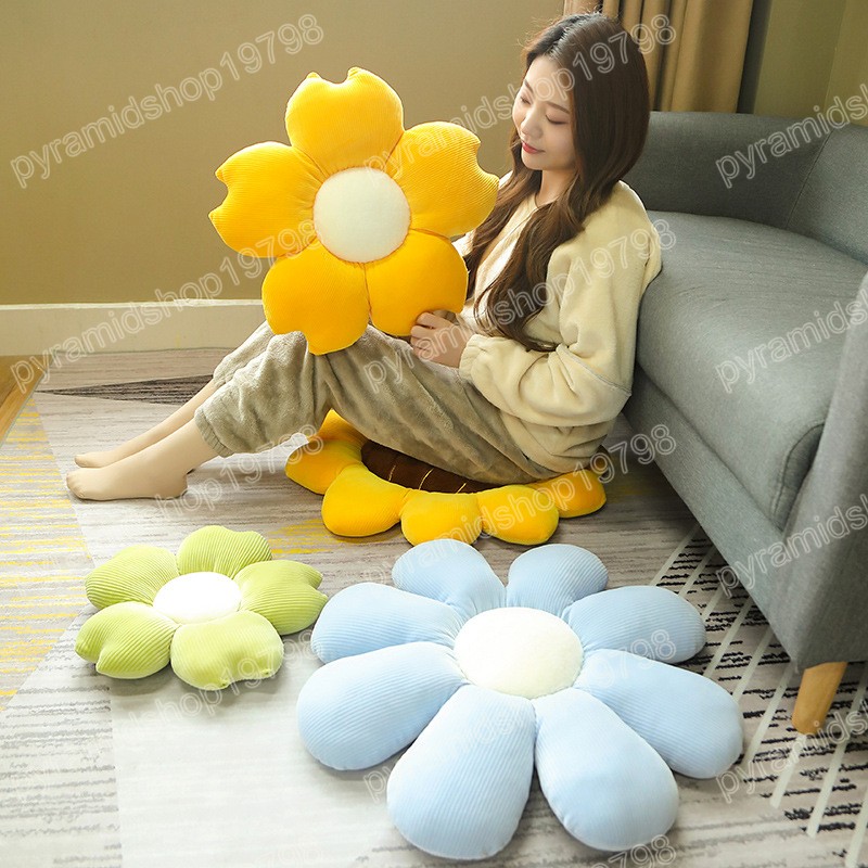 Oreillers plantes adorables en peluche, tournesol doux, fleurs de marguerite Sakura, accessoires de coussin de siège, canapé, décoration de la maison, cadeaux, 40/50cm