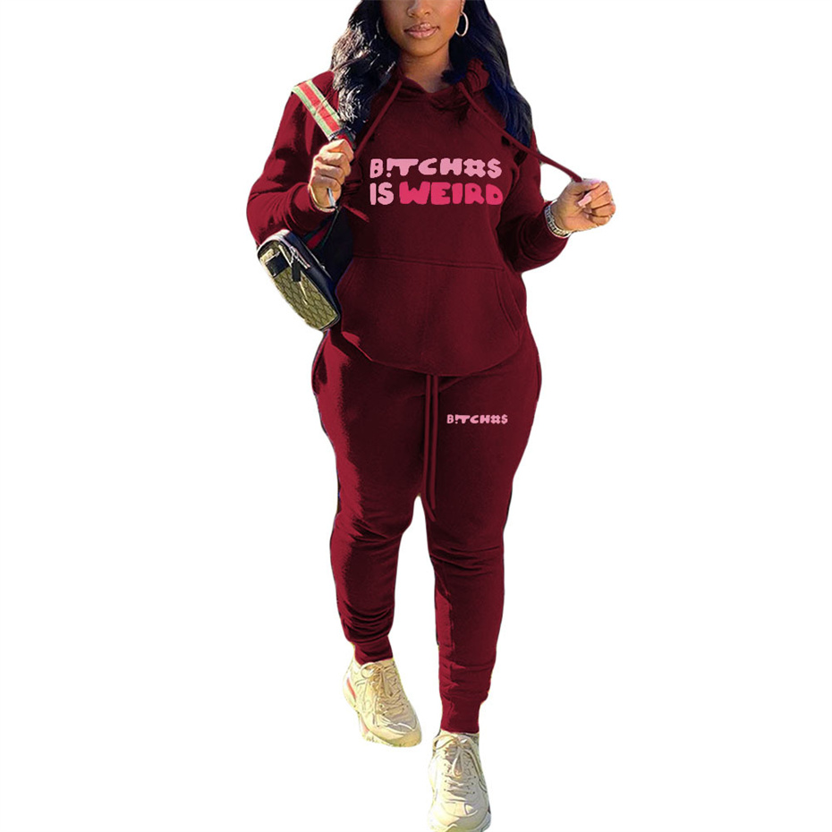 2022 Women Designer Hoodies Two Piece Set Tracksuits Long Sleeve Hooded Sweatshirt Pants Outfits Jogging Sport Suit Fashion Letter Print Sportswear K10562