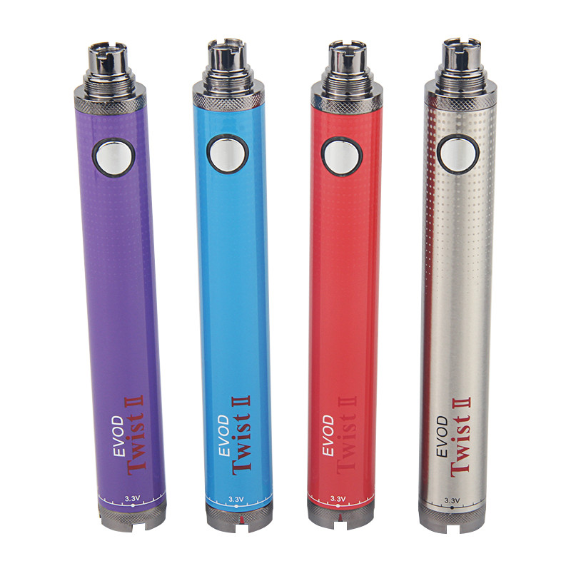 1600mah Evod Twist 2 Ego C Twist II Vision Spinner vape 펜 배터리 가변 전압 조정 가능한 모드는 510 스레드 클리어 이저 시작 키트