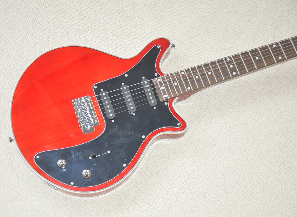 Rode mahonie elektrische gitaar met zwarte slagplaat rozenhoutfletboard 24 frets