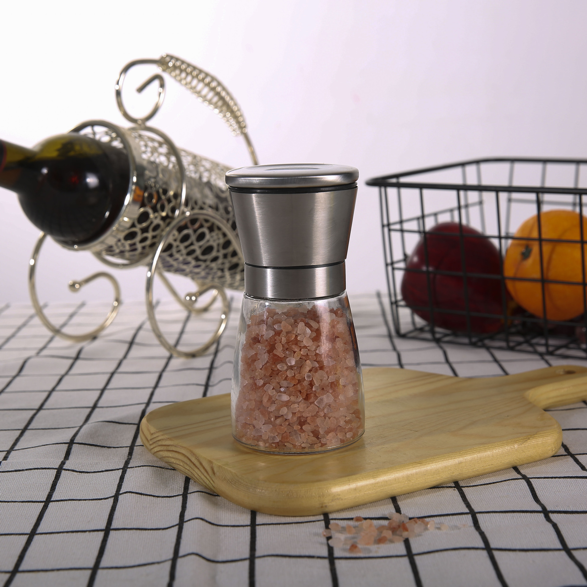 Großhandel Salz- und Pfeffermühle aus Edelstahl, verstellbare Keramik-Meersalzmühle, Küchengeräte DH95