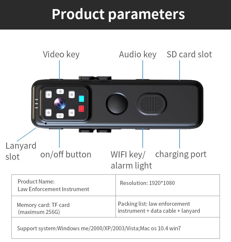 Enregistreur d'application de la loi sur site Caméras vidéo sportives Mini caméra HD portable Clip à distance WiFi Mini DV Prend en charge l'enregistrement en boucle Porcket Enregistrement vocal numérique