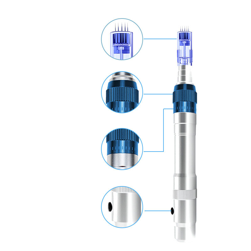 Electric Microneedle Pen med 3 st utbytbart batteri 5 hastighet Auto Professional MTS Microneedling System