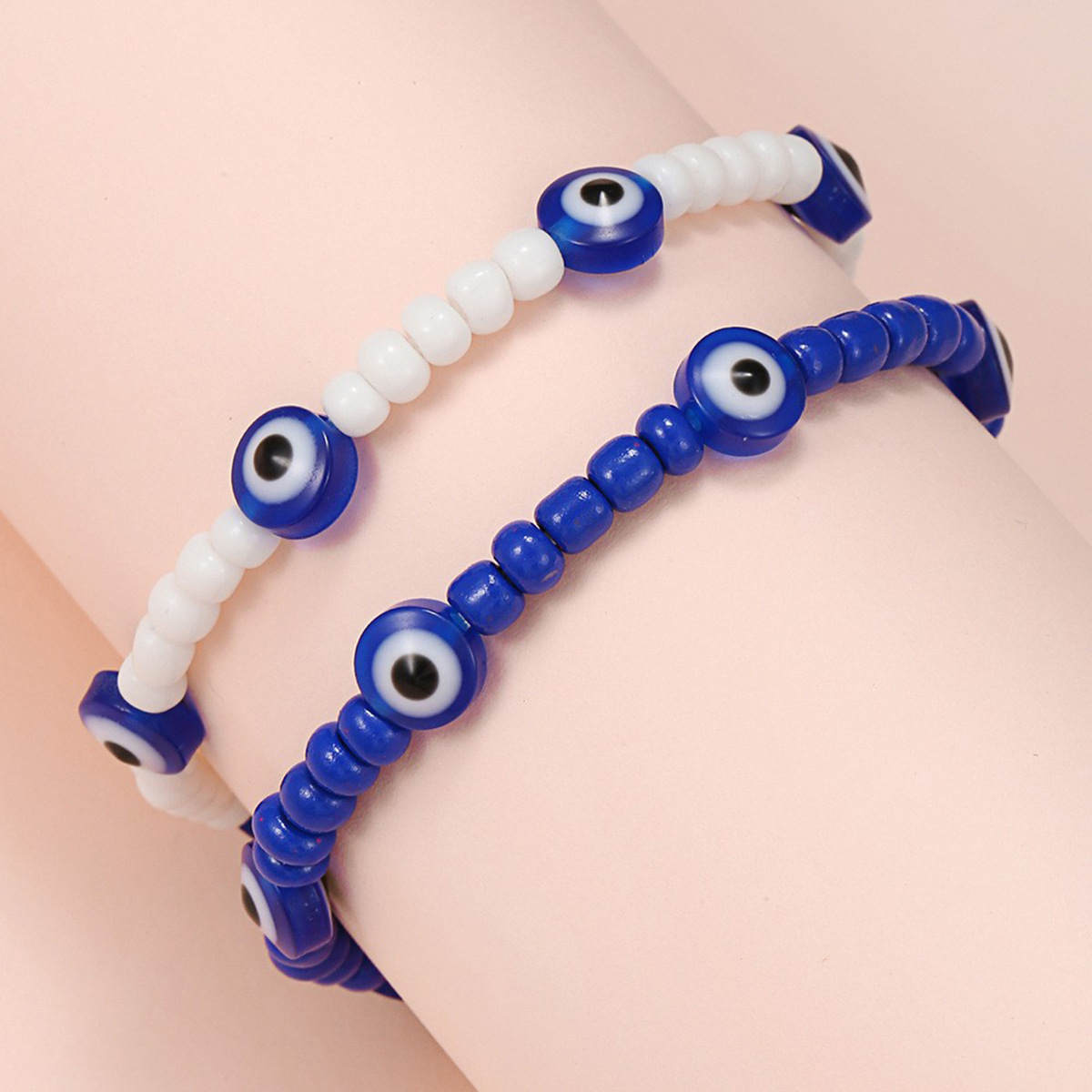 2 stksTurkije Blauw Boze Oog Armband Vrouwen Handgemaakte Touw Ketting Kristal Lucky Eyes Kralen Armbanden Meisje Partij Sieraden Gift