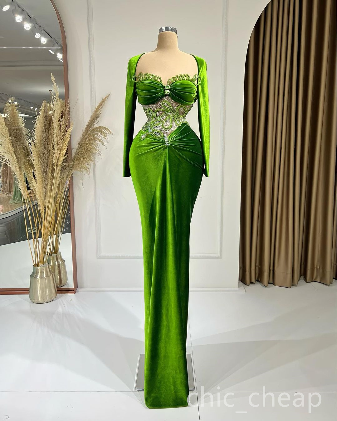 2022 Arabski Aso Ebi luksusowe zielone sukienki na bal