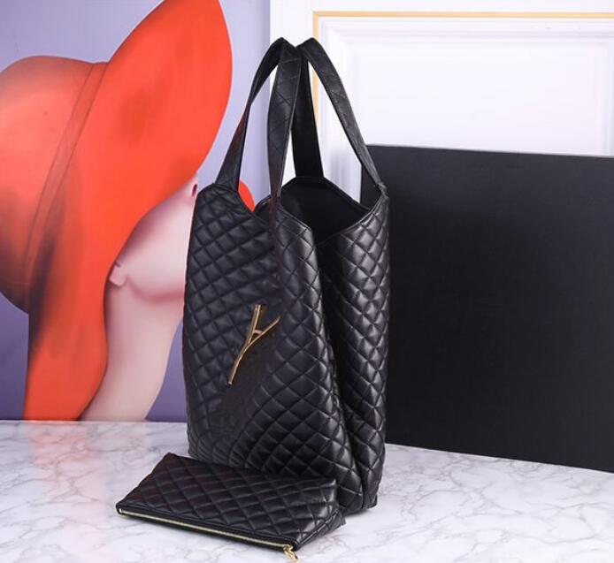 Fashion Shopping Bags Luxury Bag Genuine Leather Check Women Handbag Designer shoulder Tote Large Beach bags luxurys travel Crossbody Purses Black