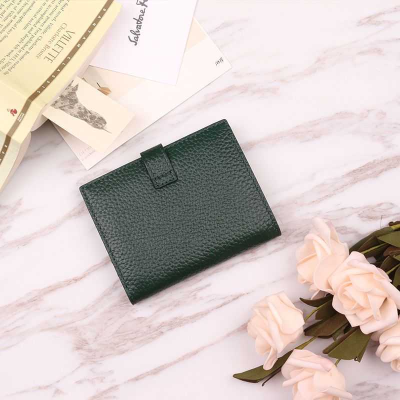 Luxury Designer Handbag New European and American Famous Leather Wallet Women's Thin Two Fold of Cowhide Simple Short Card Bag H-button Soft Factory Direct Sale