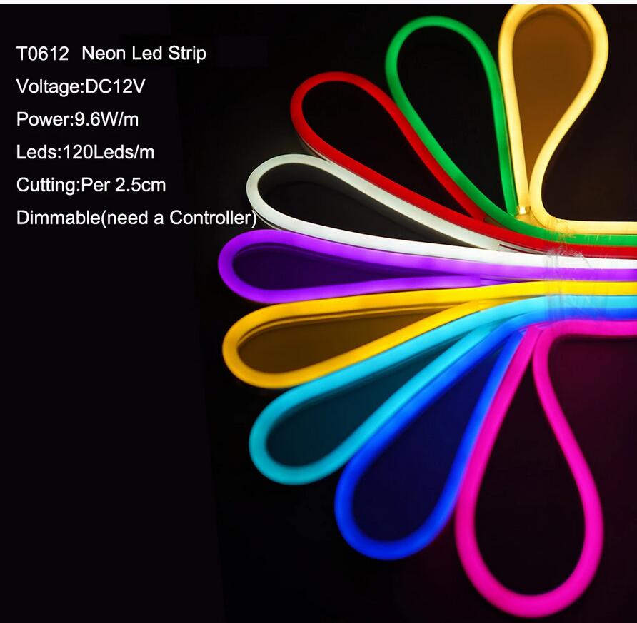 6mm/8mm DIY LED Neon Sign Strip DC12V LED SMD 2835 120LEDS/M IP67 Vattent￤t mjuk ljus barformdekorationsljus