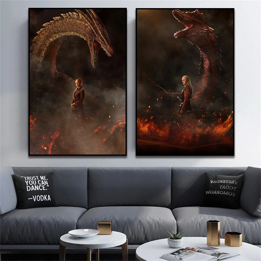 House of the Dragon Movie Paintings Season 1 Affiche 2022 Nouvelle s￩rie t￩l￩vis￩e Canvas Imprimez Mur Art Home Decor Canvas Peinture Cadre sans cadre