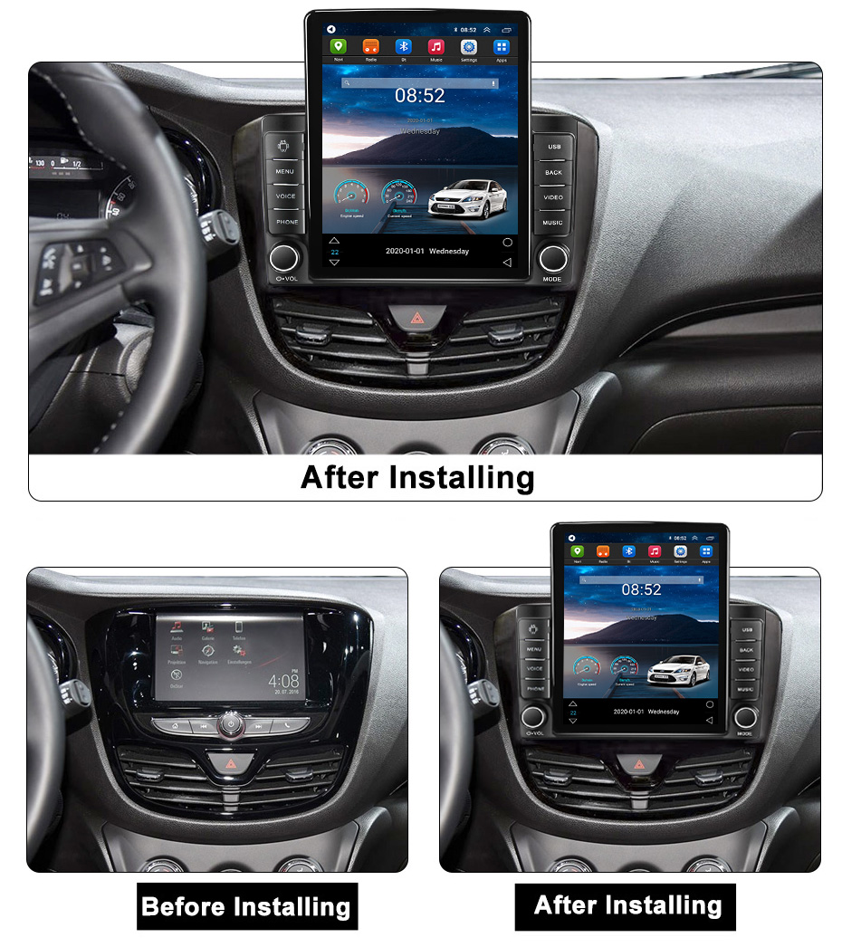 CAR DVD Radio Multimedia Video Player Navigation GPS Stereo för Opel Karl Vinfast Fadil 2017-2020 Tesla Style 2 Din Android