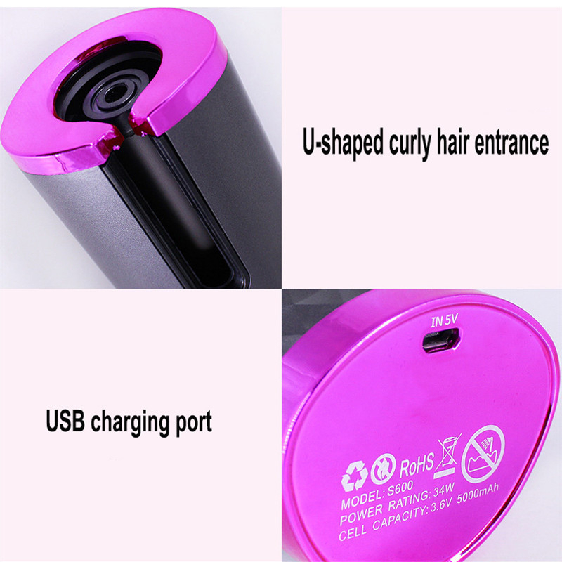 Curling strykjärn automatiskt hår curler USB laddningsbart bilhår curling järn trådlös roterande curling maskin kvinnor vågor hår också5863806