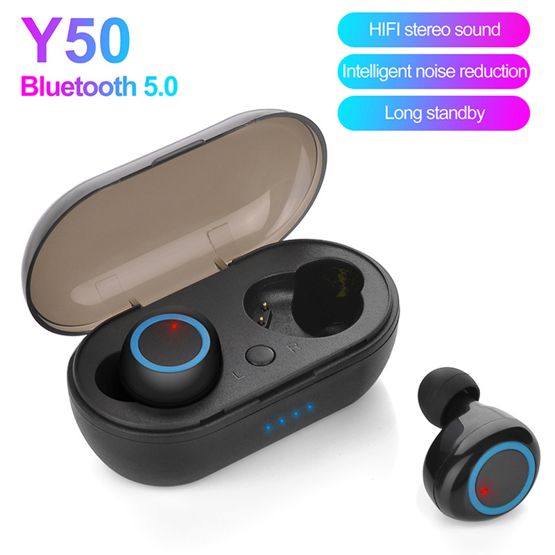 Drahtlose Bluetooth 5,0 Stereo Headset Wasserdichte Kopfhörer Touch Control 9D Mit Mikrofon Sport Kopfhörer Ohrhörer Led-anzeige Y50 Kopfhörer Tws