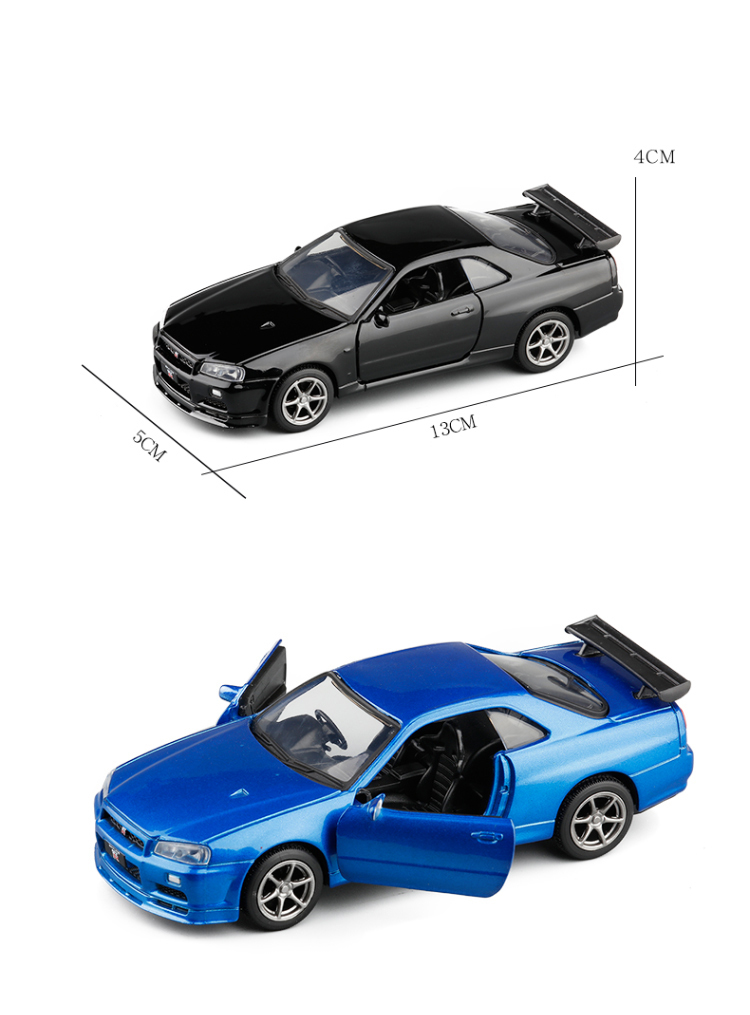 Diecast Model High Simulation 1 36 Nissan GTR R34 Skyline Ares Diecasts Toy Vehicles Metal The Fast and Furious Car Kids Toys 221026