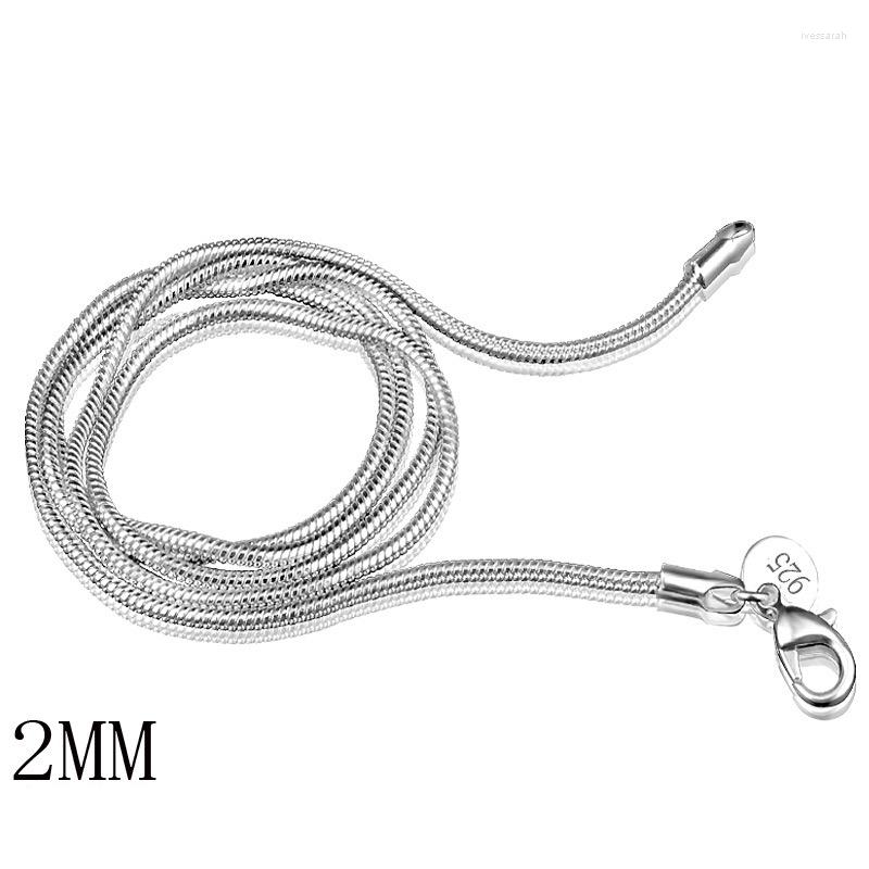 Kedjor 1mm 2mm Original Silver Snake Chain Halsband för kvinnliga män 16-24 tum Långt uttalande smycken Whole303U