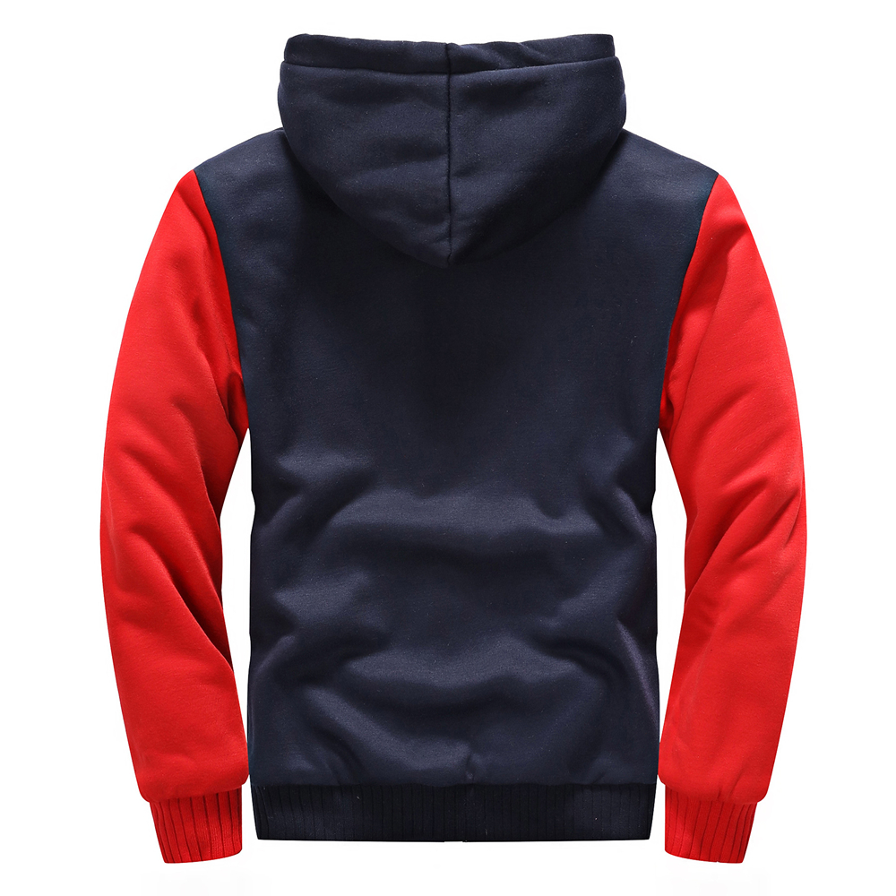 Fashion Fleece Thickening Hoodies For Men New Splice Color Long Sleeve Zipper Cardigan Warm Hooded Sweatshirts Coats 903