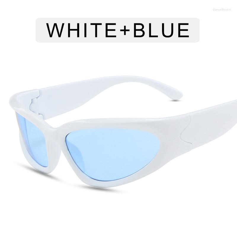 Occhiali da sole Y2K Punk Women Men Men Silver Blue Grey Lens Uv400 Eye Protection Girl Sexy Ladies Outdoor Sports Fashion Eyewear315M