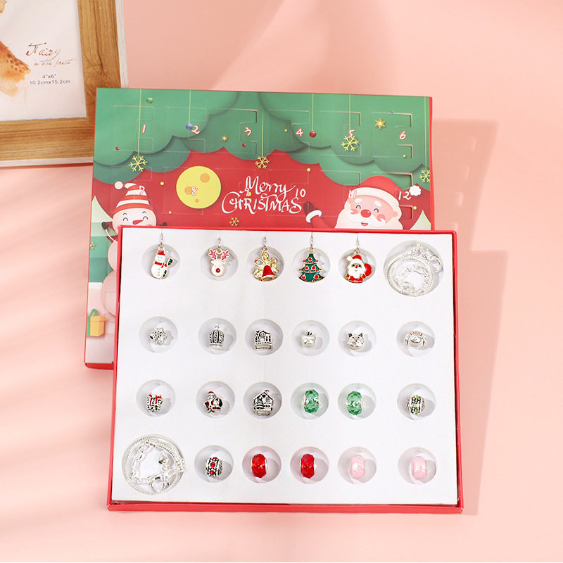 Bracelets de charme Avent de Noël 24 Compte à rebours Boîte-cadeau Calendrier Boîte de bricolage créatif surprise Box Box 221026
