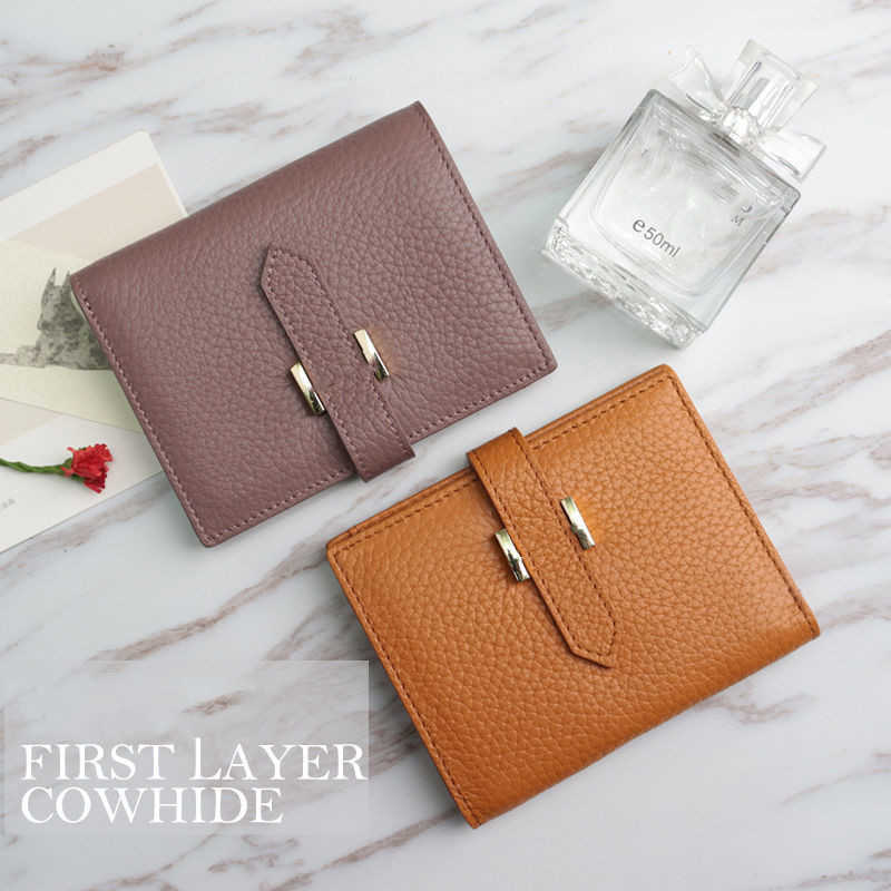 Luxus-Designer-Handtasche, neue europäische und amerikanische berühmte Leder-Geldbörse für Damen, dünn, zweifach aus Rindsleder, einfache kurze Kartentasche, H-Knopf, weich, Direktverkauf ab Werk